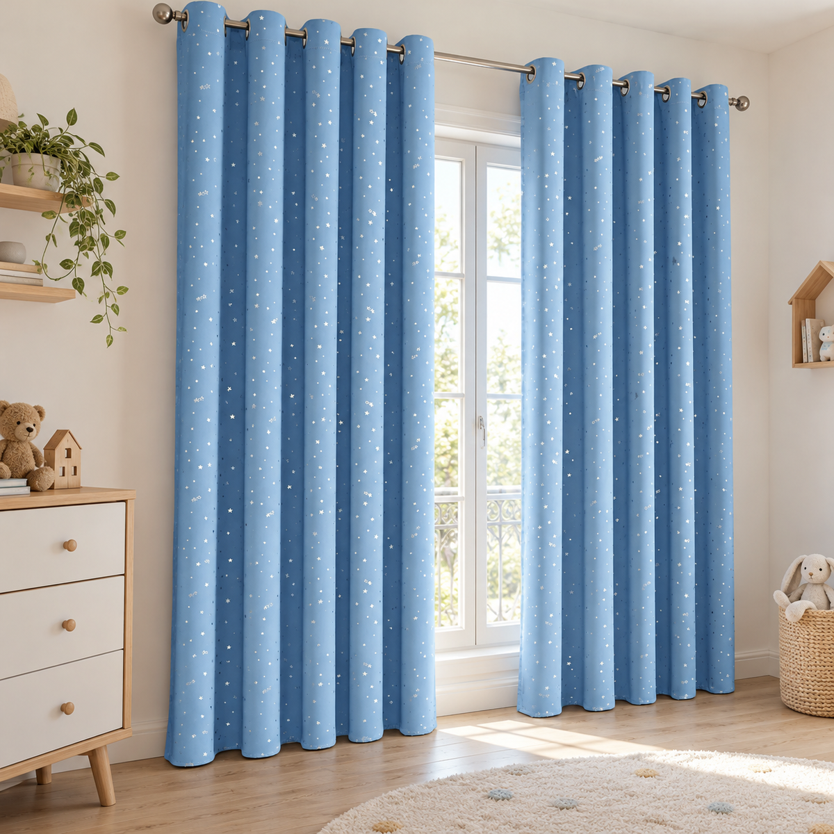 Rideau tamisant jacquard petites étoiles – seconde mise en situation