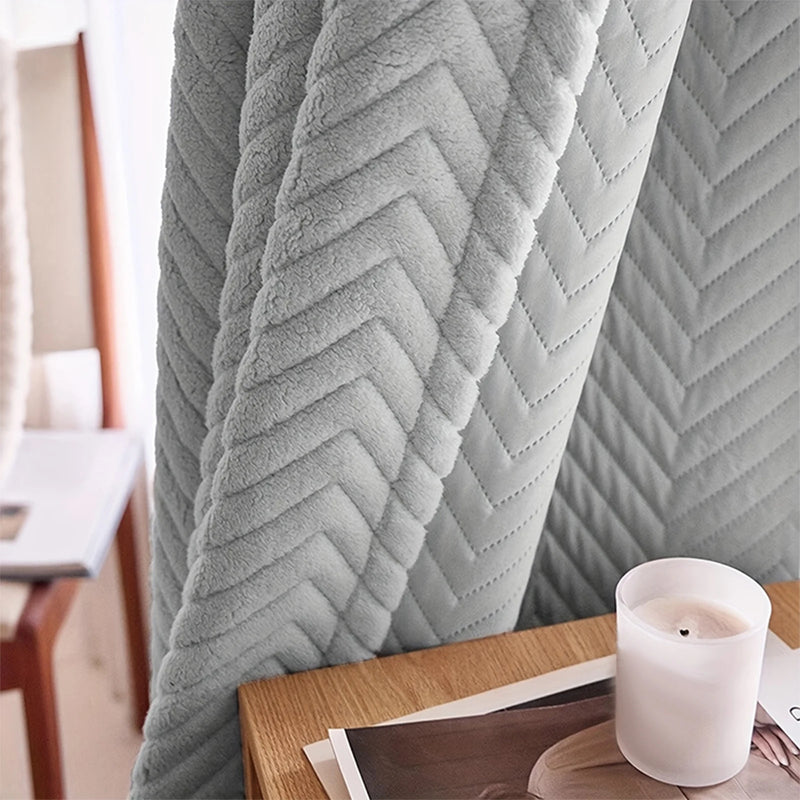 Rideau thermique polaire 3 couches à chevrons – Gris – détail tissu