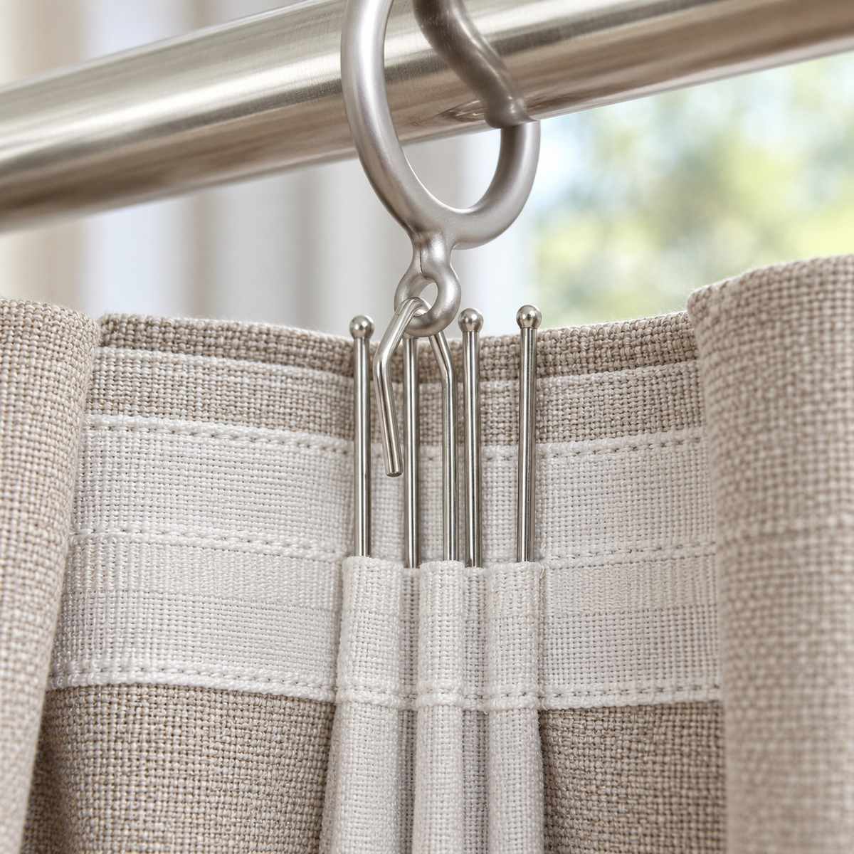 Crochets à 4 branches pour rideaux à plis pincés – 7 cm – détail de la matière