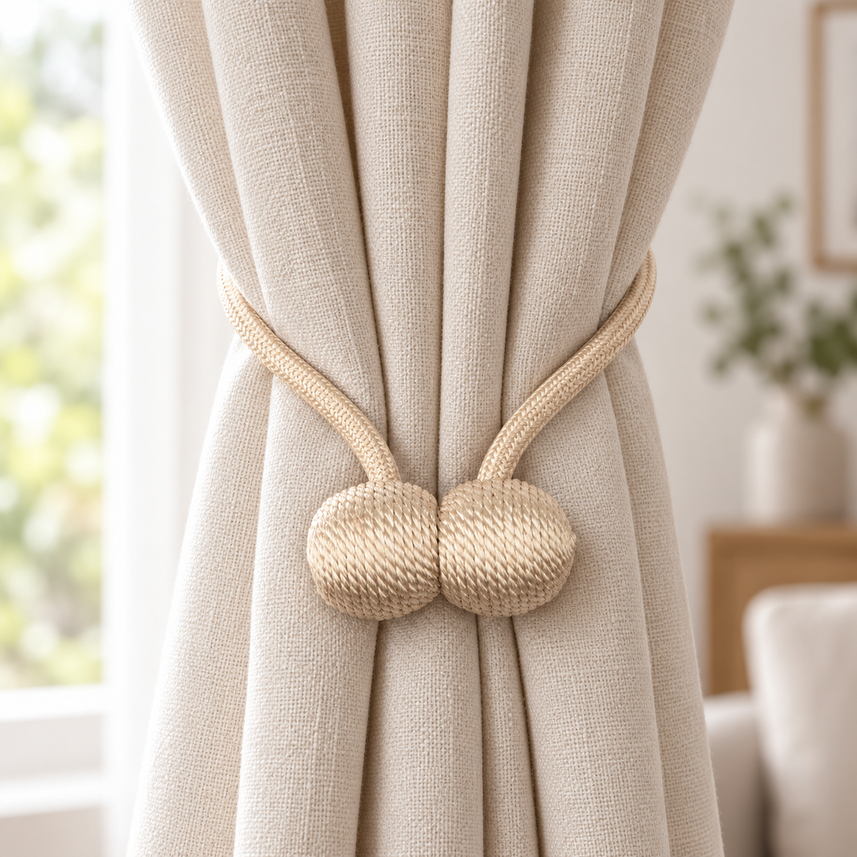 Embrasse aimantée à boules texturées, cordon 42 cm – à l'unité ou par 2 – vue principale en décor