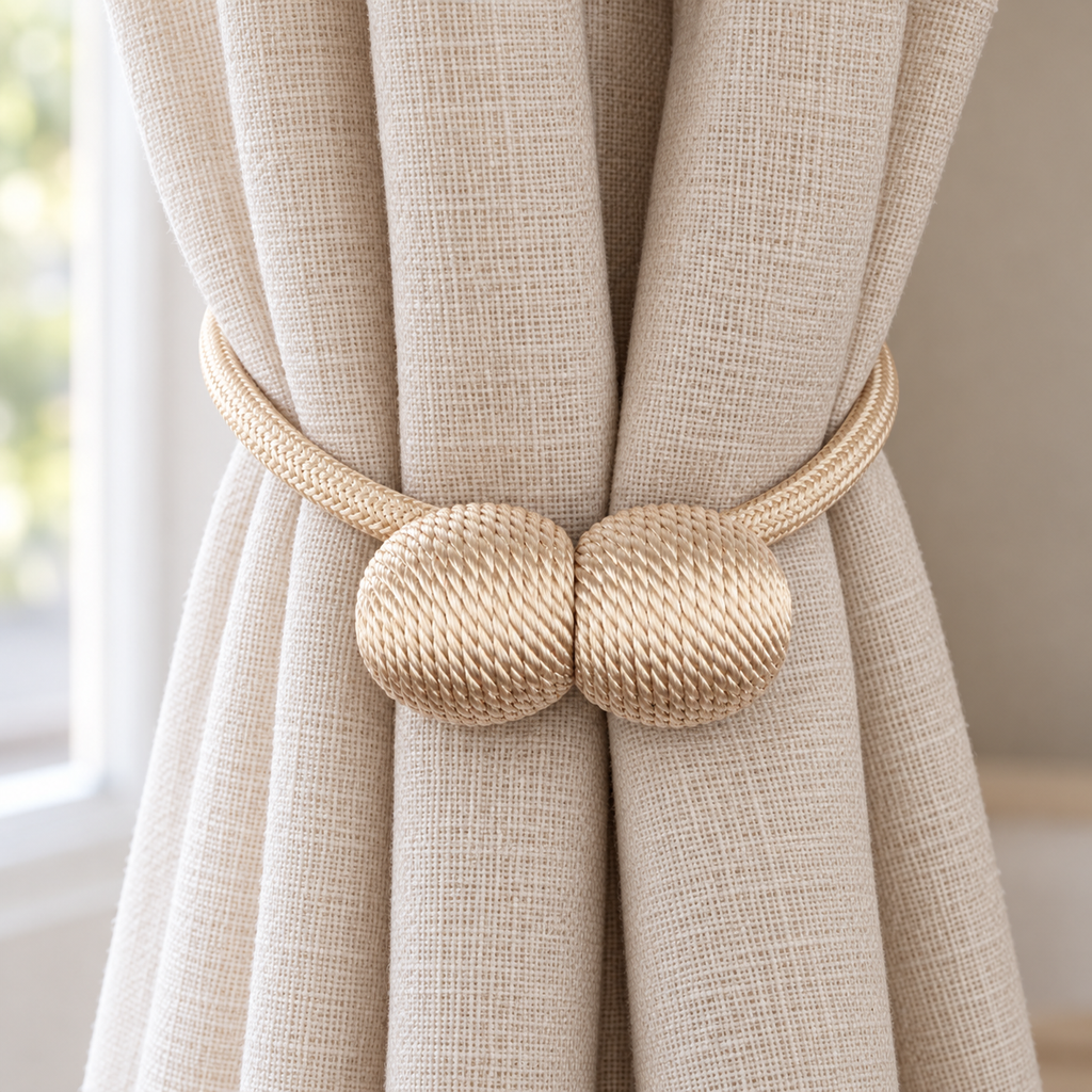 Embrasse aimantée à boules texturées, cordon 42 cm – à l'unité ou par 2 – détail des finitions