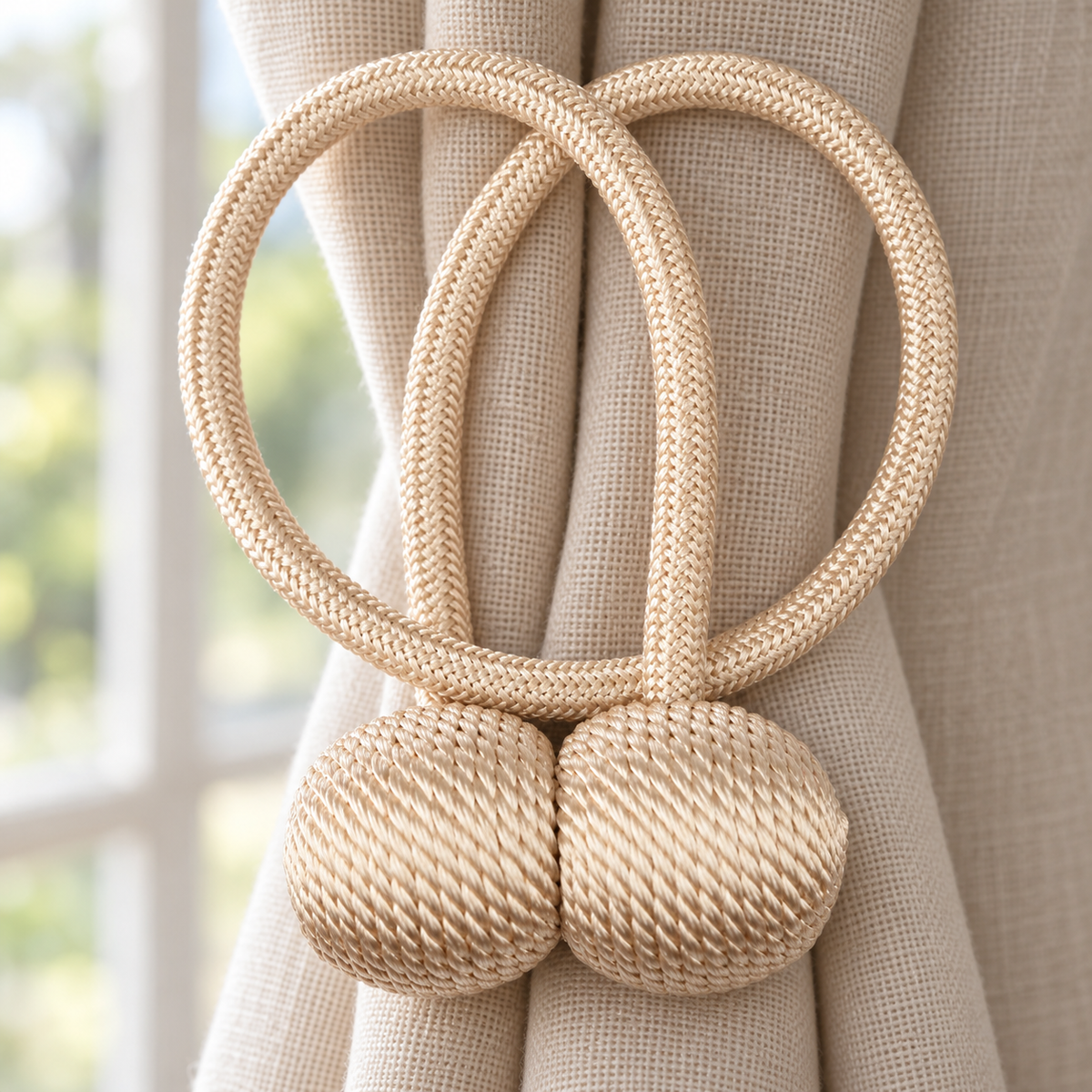 Embrasse aimantée à boules texturées, cordon 42 cm – à l'unité ou par 2 – détail de la matière
