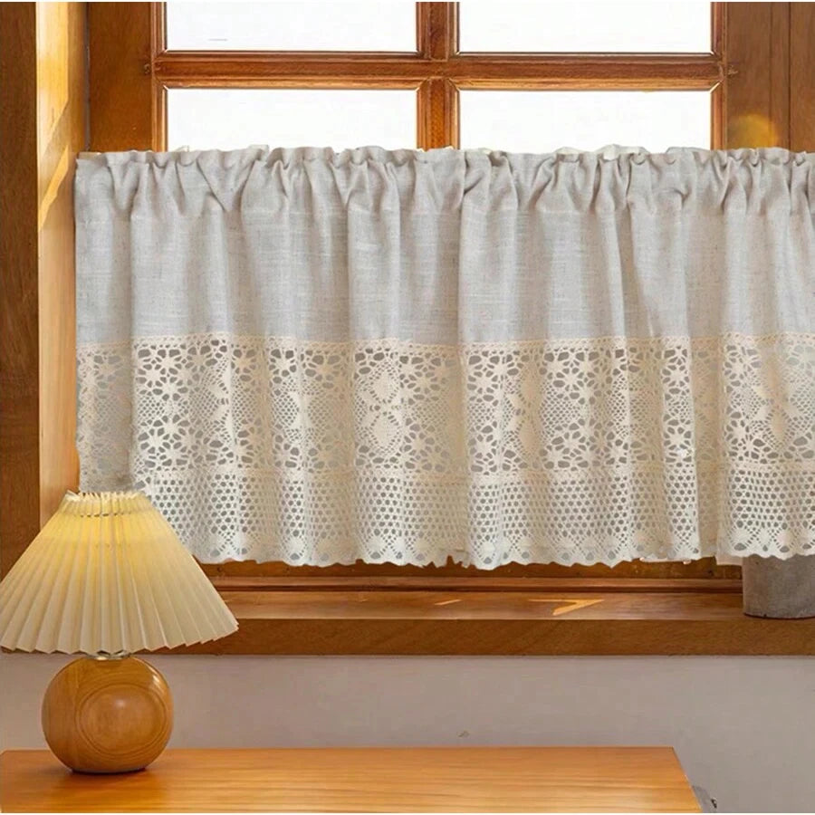 Brise-bise beige à dentelle crochet – Beige – mise en situation