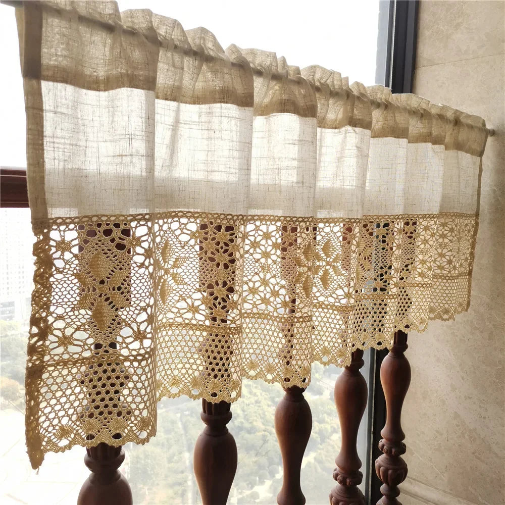 Brise-bise beige à dentelle crochet – Beige – à qualifier