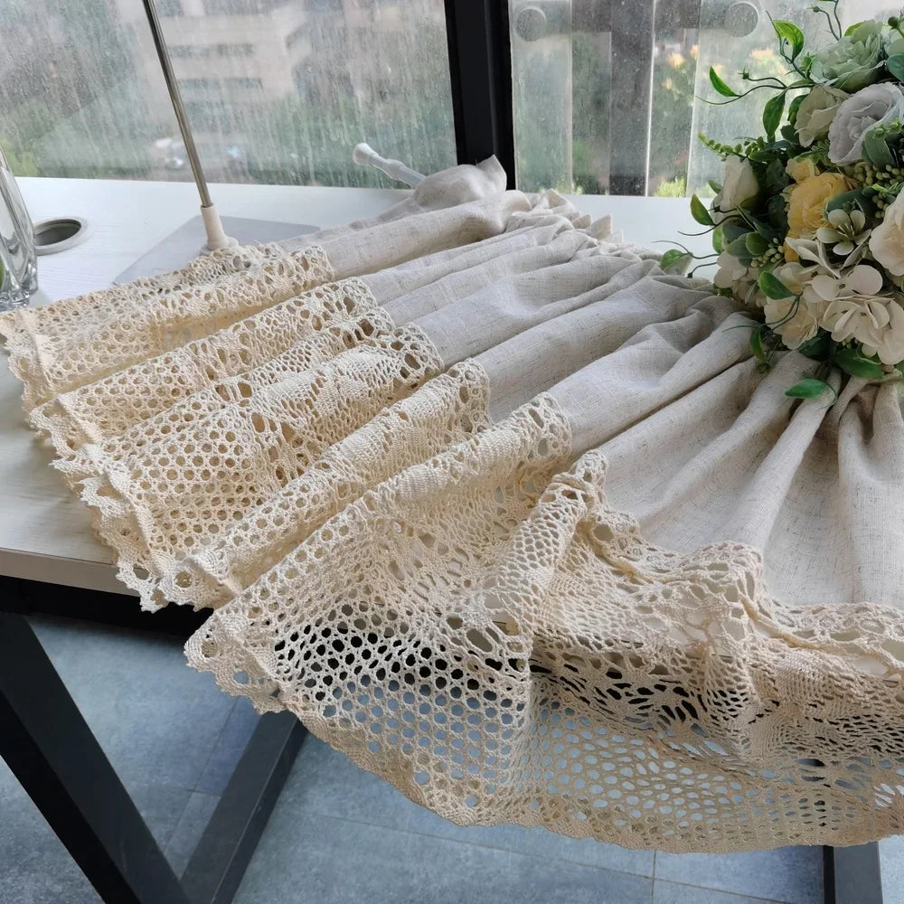 Brise-bise beige à dentelle crochet – Beige – à qualifier
