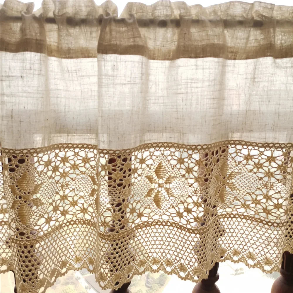 Brise-bise beige à dentelle crochet – Beige – à qualifier