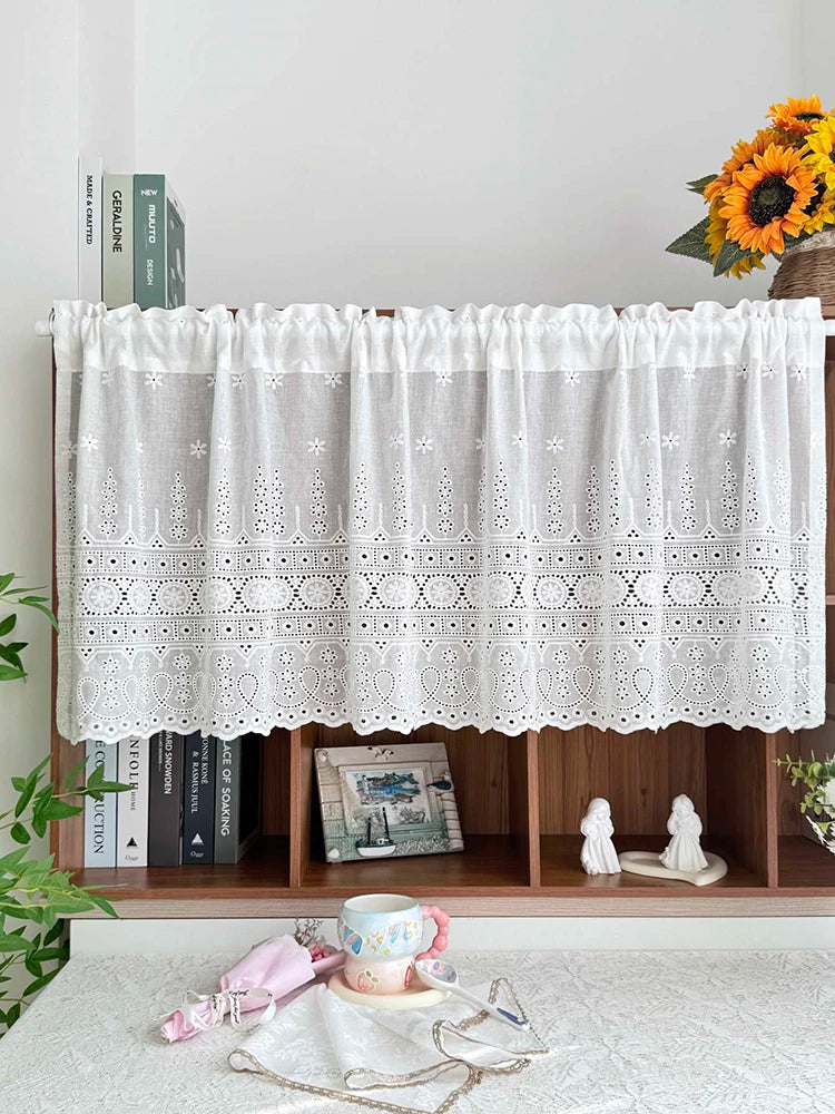 Brise-bise blanc brodé à fleurs – Blanc – image de la variante