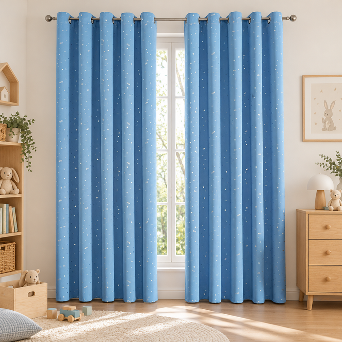 Rideau tamisant jacquard petites étoiles – vue principale en décor