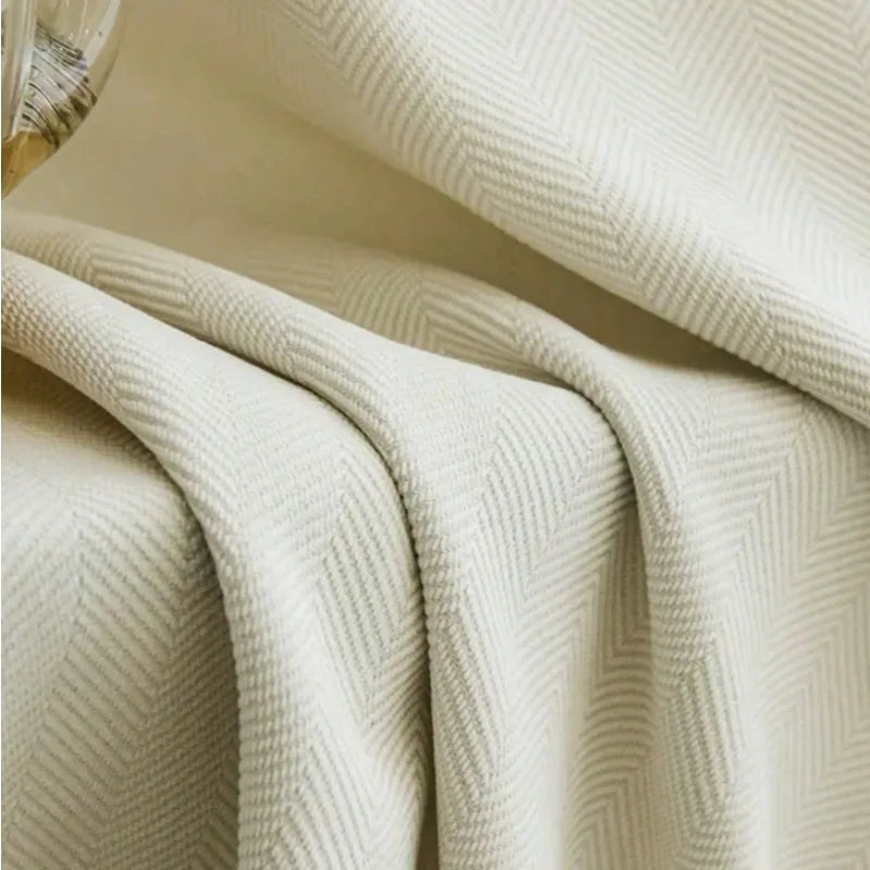 Rideau chenille à chevrons blanc cassé à œillets – Blanc cassé – détail tissu
