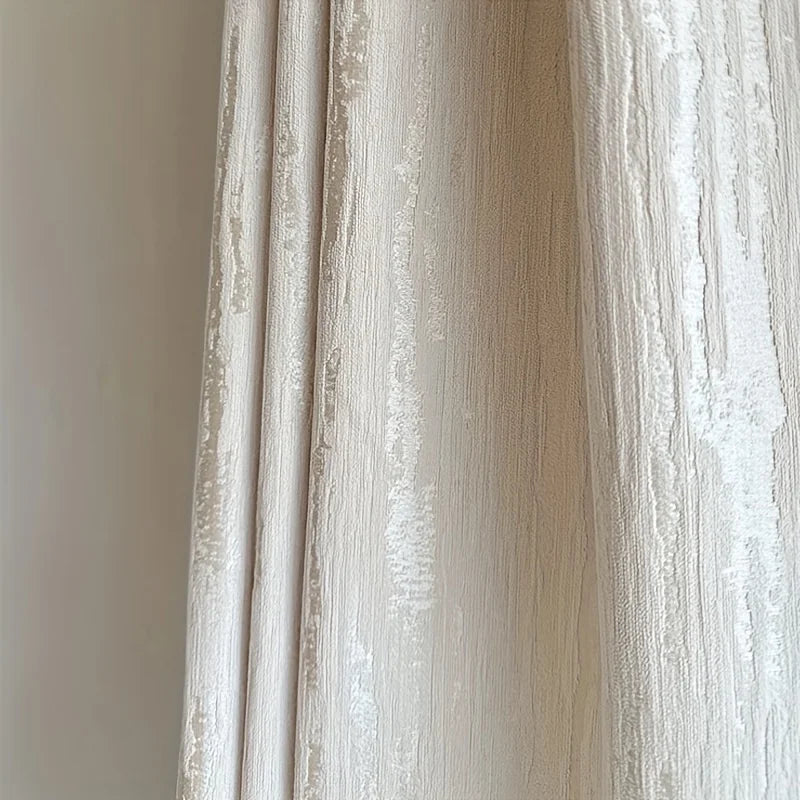 Rideau chenille jacquard crème à ruban multifonction – Crème – détail tissu