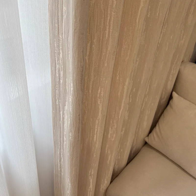 Rideau chenille jacquard crème à ruban multifonction – Crème – détail tissu