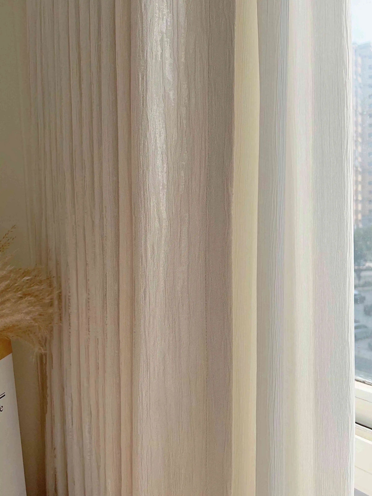 Rideau chenille jacquard crème à ruban multifonction – Crème – détail tissu