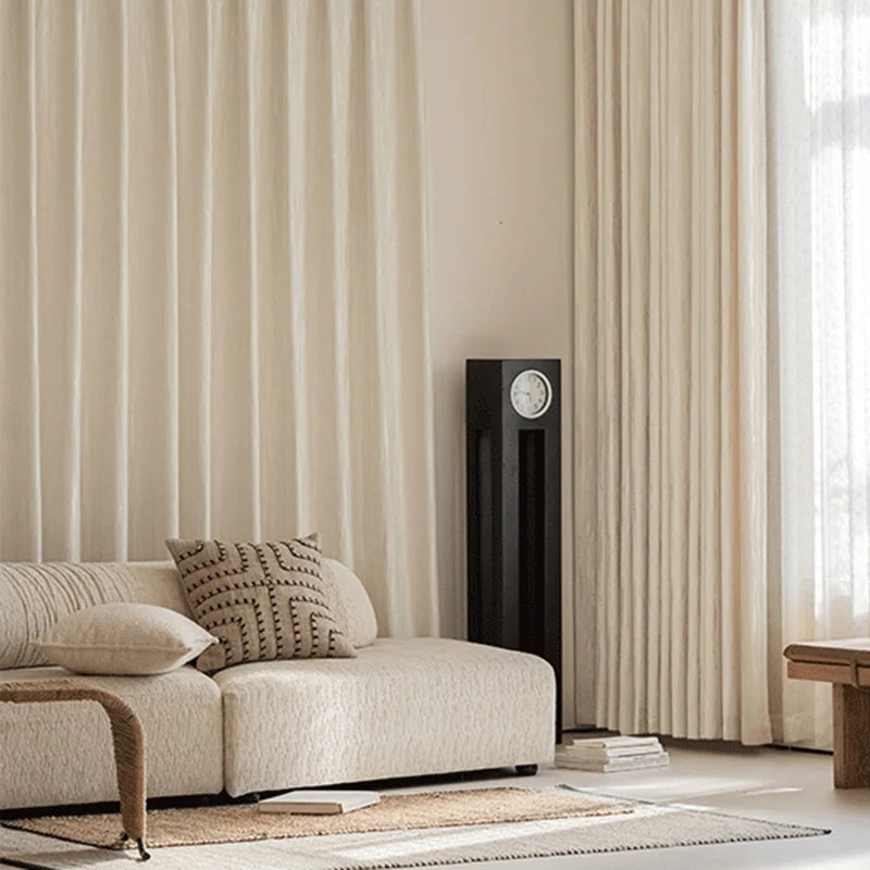 Rideau chenille jacquard crème à ruban multifonction – Crème – mise en situation