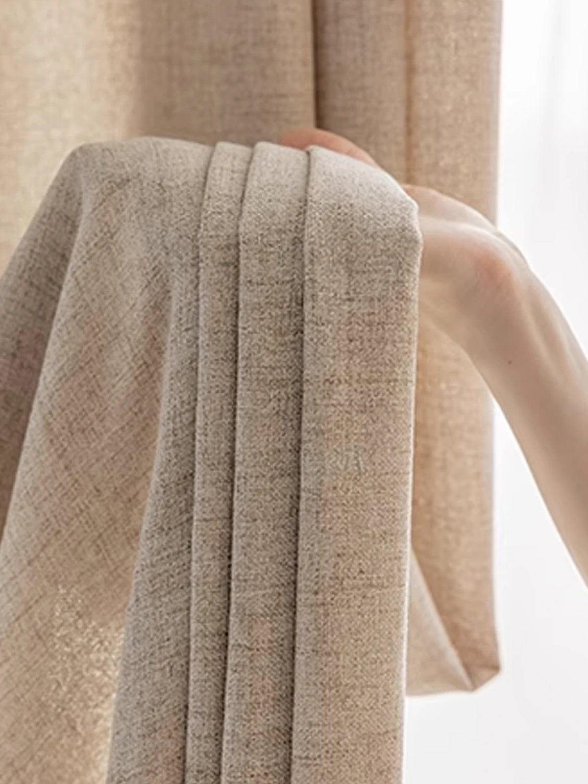 Rideau effet lin taupe – Taupe – détail tissu