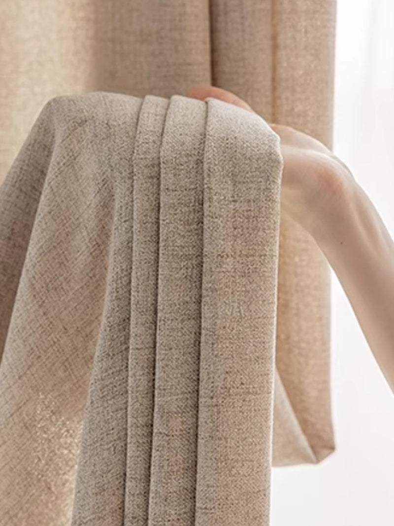 Rideau effet lin taupe – Taupe – détail tissu