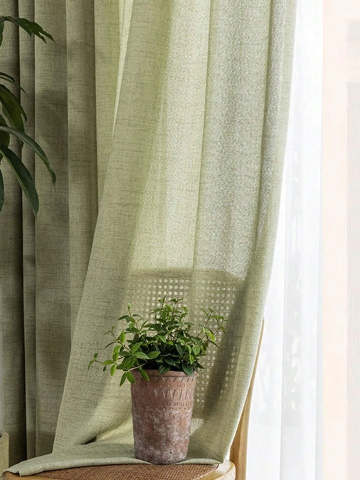 Rideau effet lin vert sauge chiné – Vert sauge chiné – mise en situation