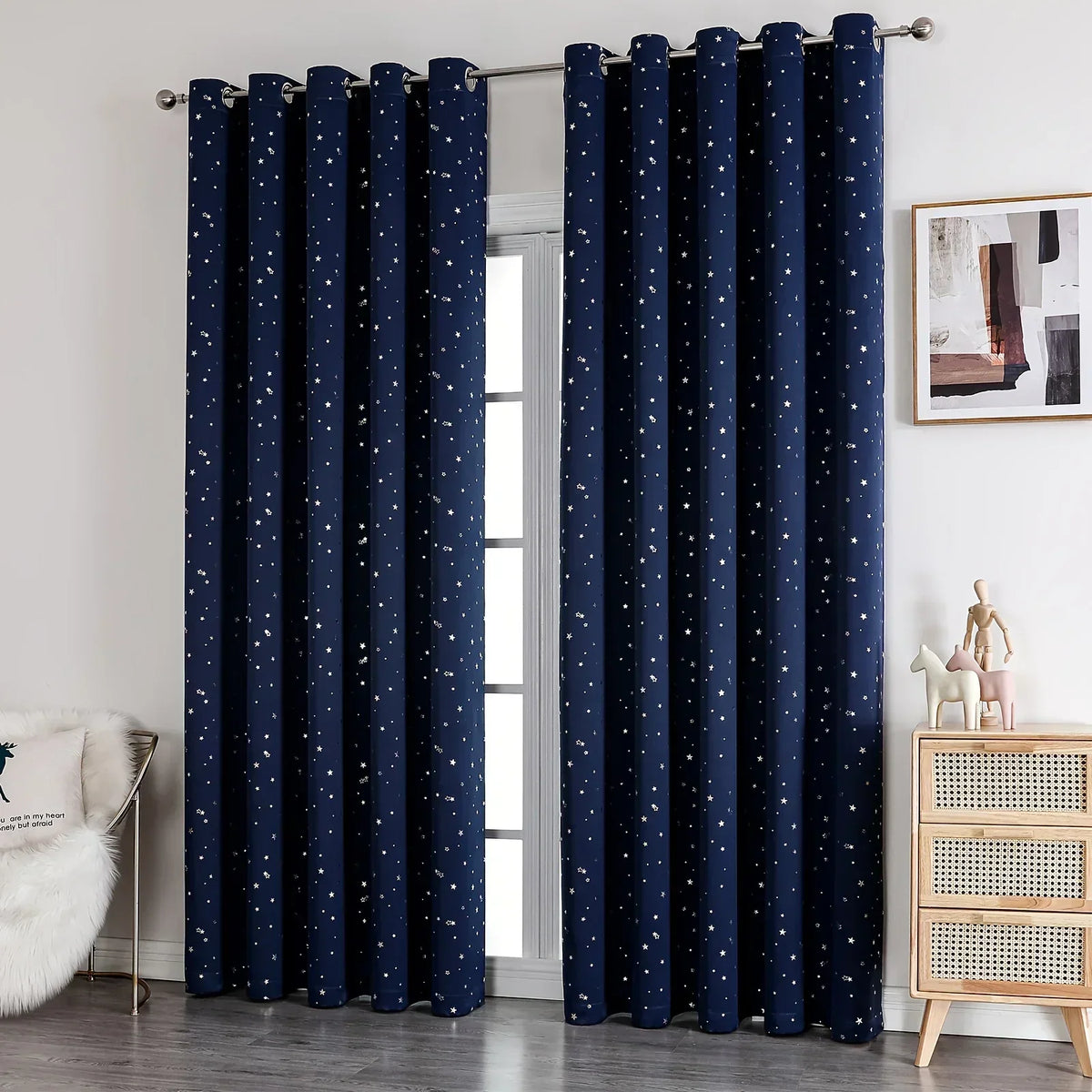 Rideau tamisant jacquard petites étoiles – détail du tissu ou de la finition