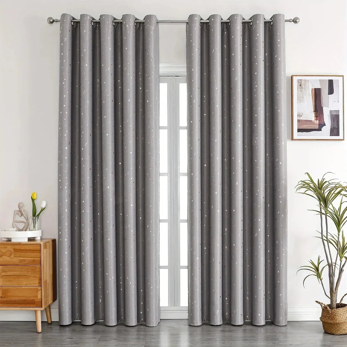 Rideau tamisant jacquard petites étoiles – vue complémentaire 7