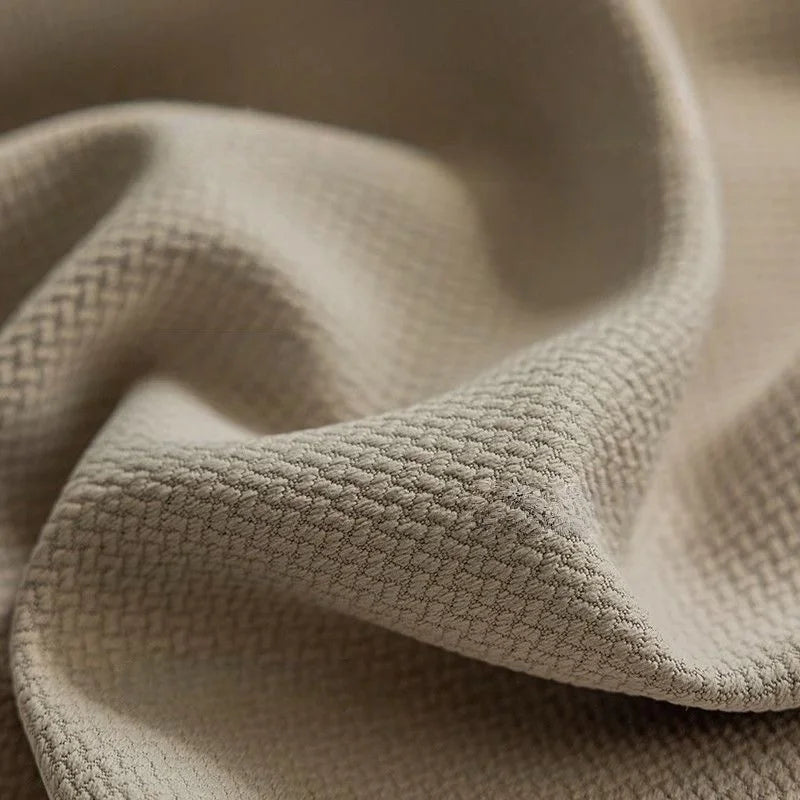 Rideau texturé double face beige ou gris à œillets – Beige – détail tissu