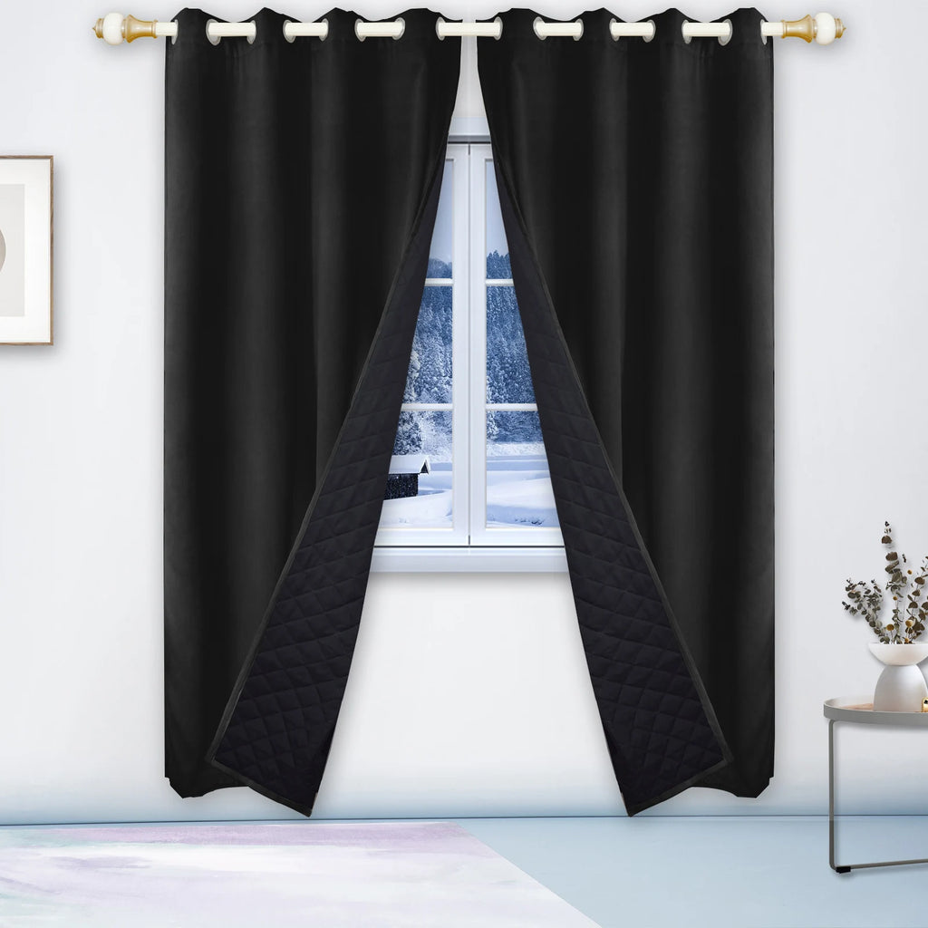 Rideau thermique matelassé 3 couches à doublure noire – Noir – mise en situation