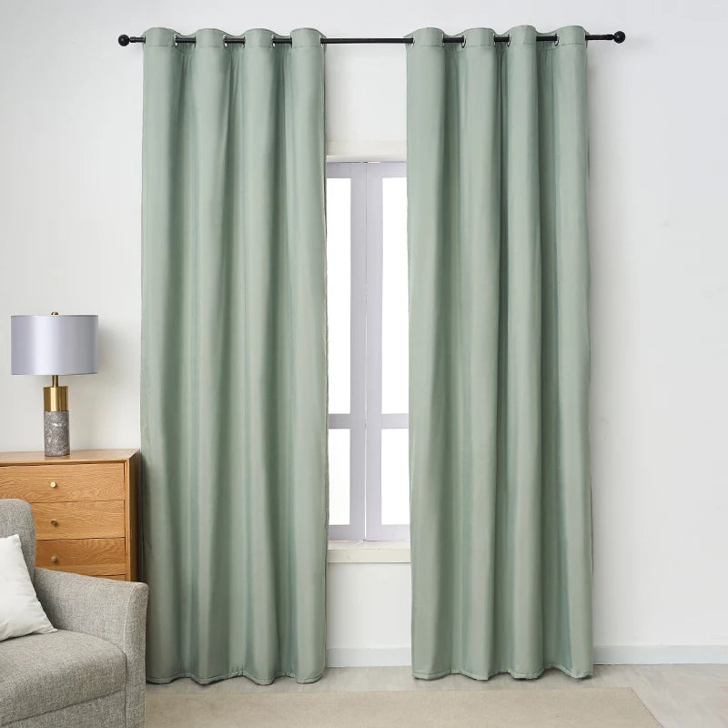 Rideau thermique matelassé 3 niveaux à œillets – Vert sauge – vue entière