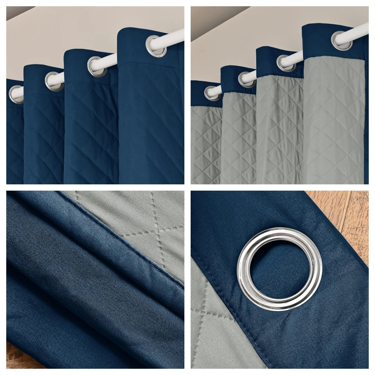 Rideau thermique ouatiné à dos matelassé et œillets – détails