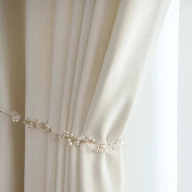 Rideau velours blanc cassé – Blanc cassé – vue entière