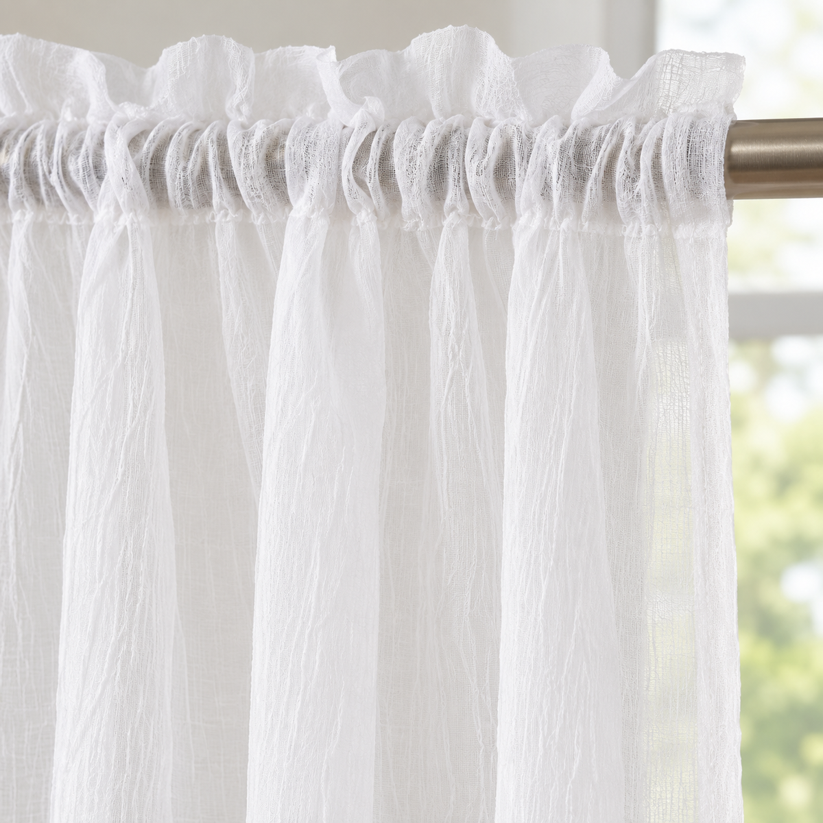 Voilage crêpe froissé polyester-coton à tête volantée – détail des finitions