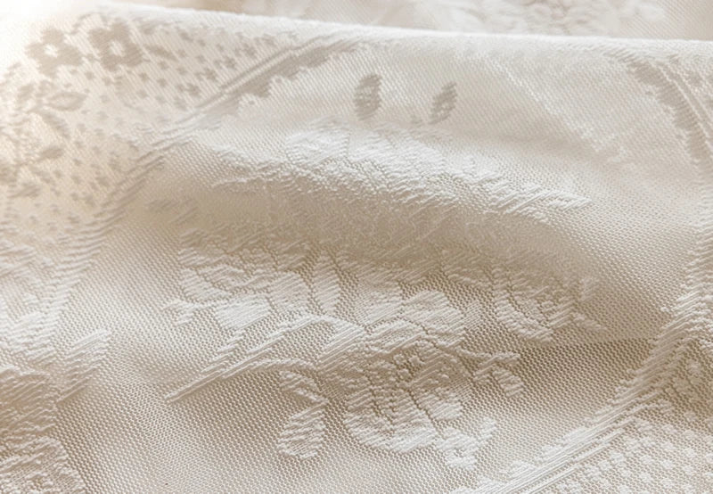 Voilage dentelle brodée de roses blanc – Blanc – détail tissu