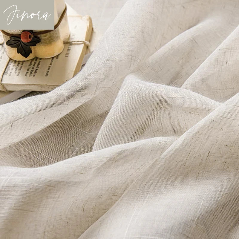 Voilage effet lin flammé écru – Écru – détail tissu