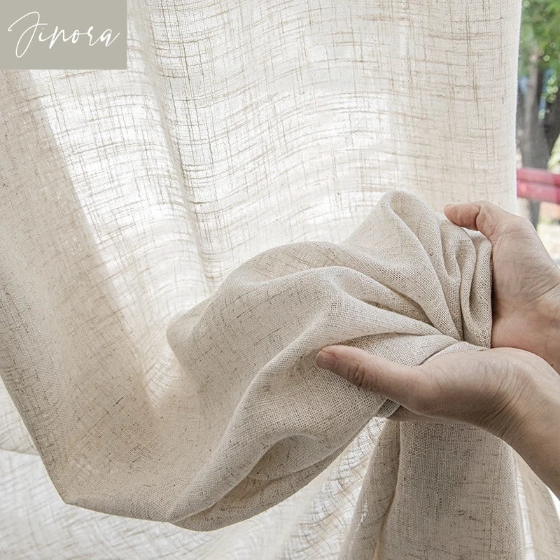 Voilage effet lin flammé écru – Écru – détail tissu